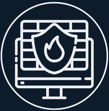 Jimproved Tech logo of a screen with a shield and brick wall, representing firewall and security