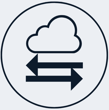 Jimproved Tech logo of a cloud with arrows, representing cloud storage