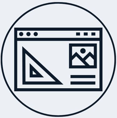 Jimproved Tech logo of a webpage with a square, representing website building and design