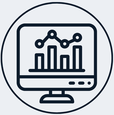 Jimproved Tech logo of a screen with a graph, representing data analysis