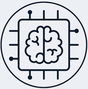 Jimproved Tech logo of a brain computer chip, representing AI services