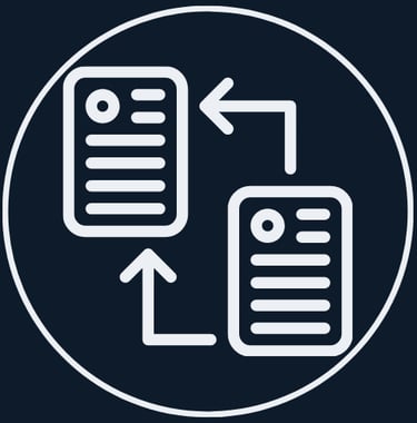 Jimproved Tech logo of two files and arrows, representing Data transfers and migrations