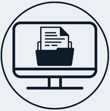 Jimproved Tech logo of a screen with a file, representing digital decluttering services