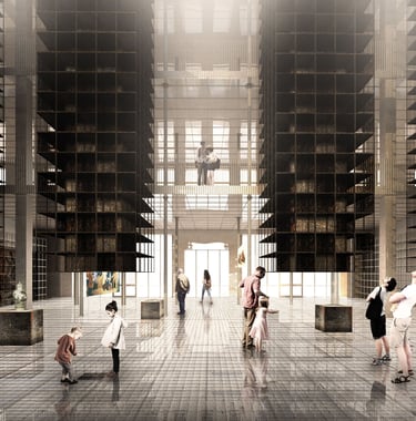 This image depicts the interior of the slavery museum, a project in Scotland, the United Kingdom.