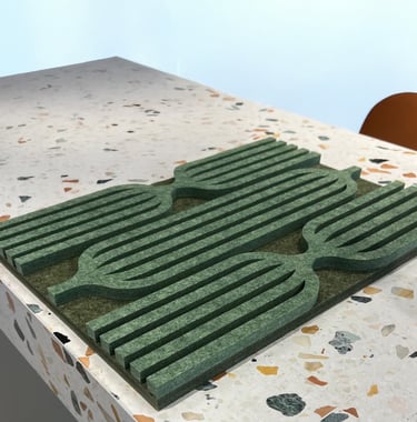 Akustinės dekoratyvinės panelės rėmeliuose DECOSONA su individualiai išpjaustomais raštais