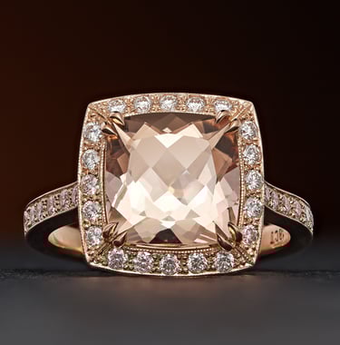 Product photography - a gold ring with diamonds