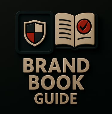 Shield and open book with checkmark above the text ‘Brand Book Guide