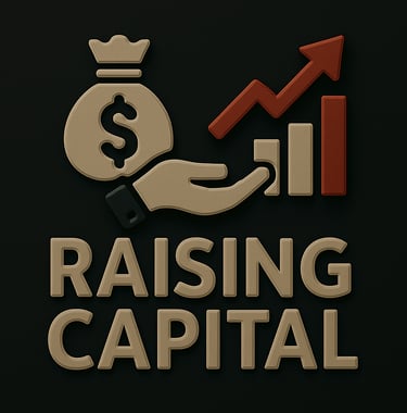 Hand holding growth chart and money bag icon representing funding, investment, and capital raising s