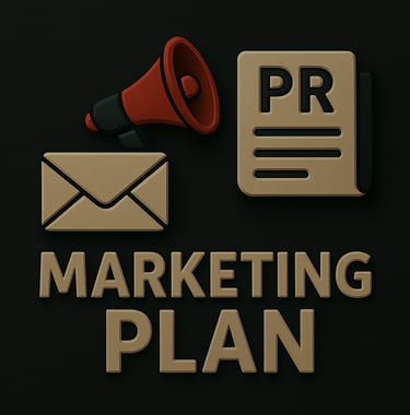 Target, lightbulb, and bar graph icon representing goal-setting and strategy development in marketin