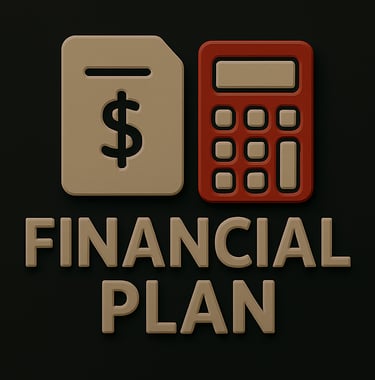 Document with dollar symbol and calculator icon representing financial planning and budgeting servic