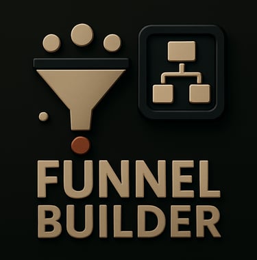 Website funnel with directional arrows representing lead capture and sales funnel creation tools