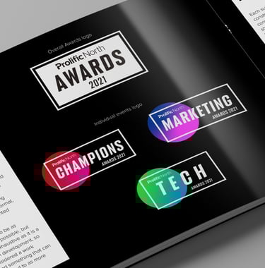 close up shot of Prolific North Awards brand guidelines created by Depart Creative
