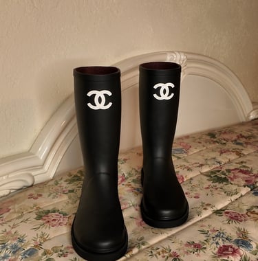 chanel rubber rain boots autumn spring winter