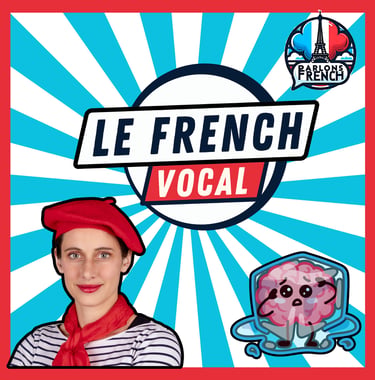 A woman in a red beret for a Le French Vocal lesson with Parlons French logo.