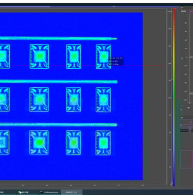 Lynx Test and Measurement Ultrasonic C-Scan Immersion Tank Scanned Chips Image with A-Scan Analysis