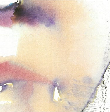 Yuge Kurt, fragment of watercolor painting in art gallery. Canvas for interior. Colorful design