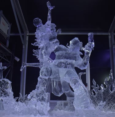 escultura de hielo de hellboy 