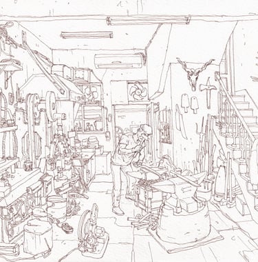 Urban sketch by artist evgeny bondarenko
