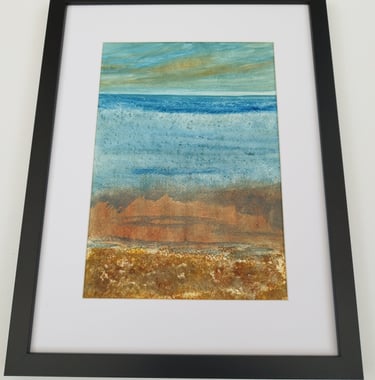 Last of the Sun at St Mary's Bay, 43 x 33 cm, acrylic and sand on paper, £70