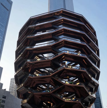 An architectural photograph of a futuristic building's exterior in a global city, featuring flowing lines of glass and dark steel. The scene represents progress and stability, captured during the clear morning light of a North American tech corridor.