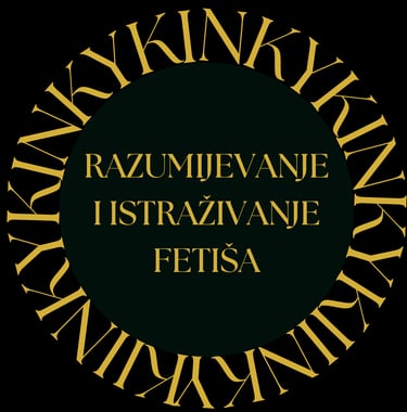 Letters KINKY surrounding a purple circle. Title inside the circle Razumijevanje i istrazivanje fetisa