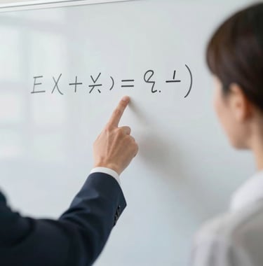 A teacher's hand pointing at a clear math solution on a whiteboard, bright lighting, focus on the interaction and learning process, professional educator style.