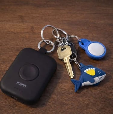 Portable power bank attached to a keychain for charging devices while on the go