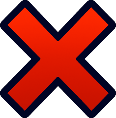 Bold red X mark icon with a black border, indicating error, failure, or cancellation.
