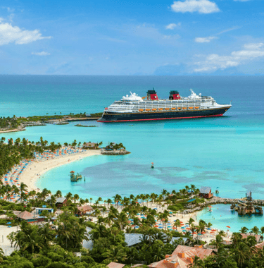 barco disney cruise line en puerto isla privada disney castaway cay en las bahamas
