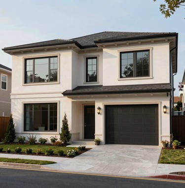 A sophisticated, high-end residential property with clean lines and luxury finishes, reflecting a successful real estate investment in a prestigious US neighborhood.