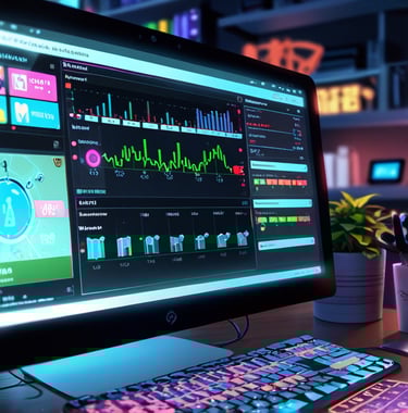 A computer screen displaying the Pinterest dashboard, showing analytics like views and clicks. This 