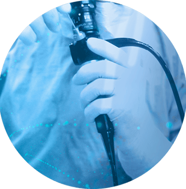 Technician performing verification and validation testing on a medical device