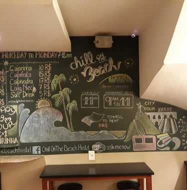 Ardoise murale hostel Rio de Janeiro