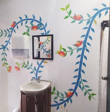 Fresque salle de bain hostel