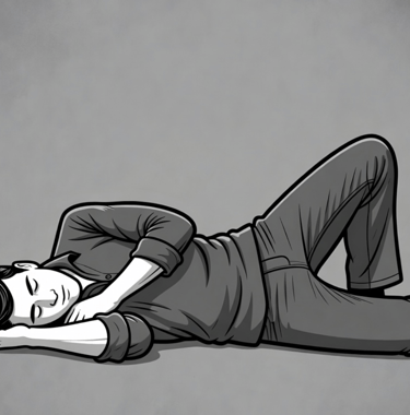 male cartoon laying on floor