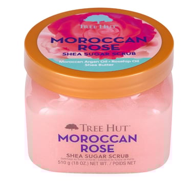 Tree Hut Moroccan Rose Shea Sugar Scrub – exfoliating body scrub with shea butter and rose scent