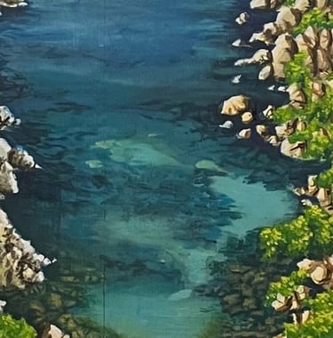 une peinture des calanques de Marseille