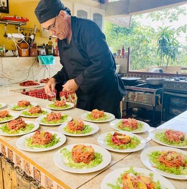 a chef preparing food in a restaurant