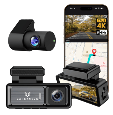 a car camera and a smartphone with a gps device