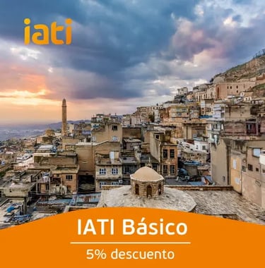 Panoramic view of Mardin's old city in Turkey under a cloudy sunset sky, promoting IATI travel insurance.