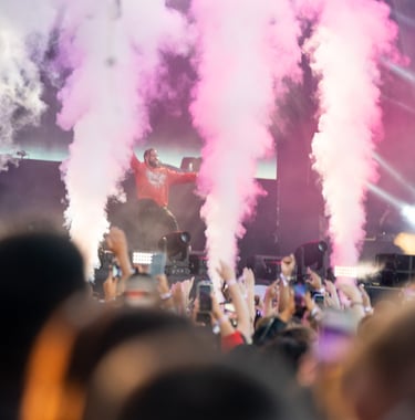 Rapper French montana performing on a stage at a big festival in sweden