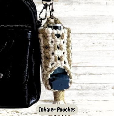 asthma inhaler pouch handmade macrame