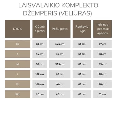 Džemperio išmatavimai