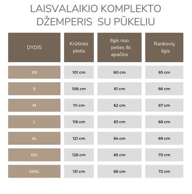 Džemperio išmatavimai