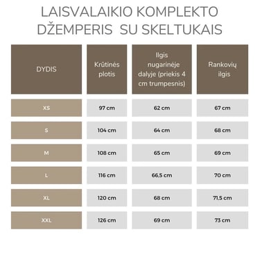Džemperio išmatavimai