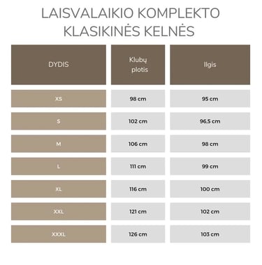 Kelnių išmatavimai