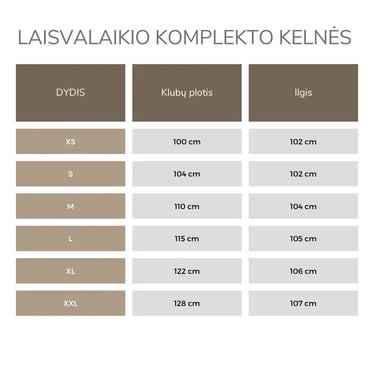 Kelnių išmatavimai