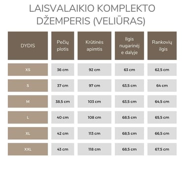 Džemperio išmatavimai