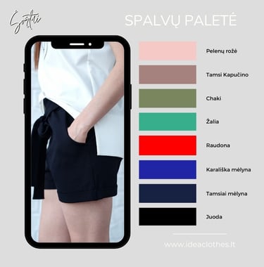 Šortų audinio spalvos