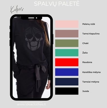 Moteriškų kelnių audinio spalvų paletė